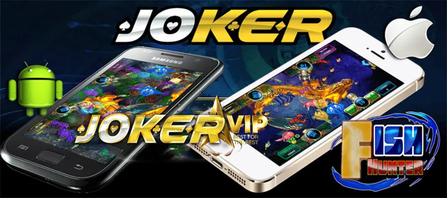 Joker123 fish shooting game banner showing the underwater arcade table