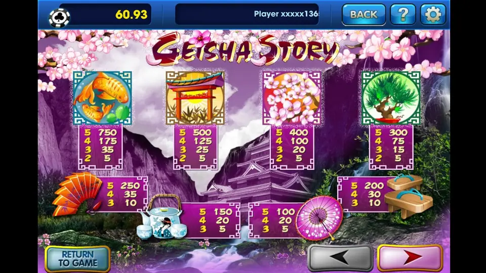 Geisha Story reels with Japanese-themed symbols in the 3Win8 app