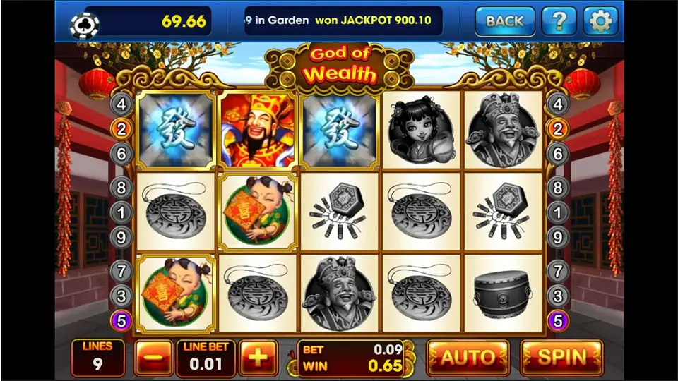 God Of Wealth free spins with Caishen symbols filling the reels