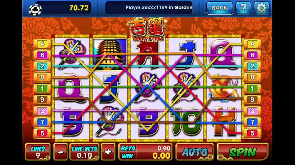 Great Stars paytable showing two-symbol and three-symbol payers
