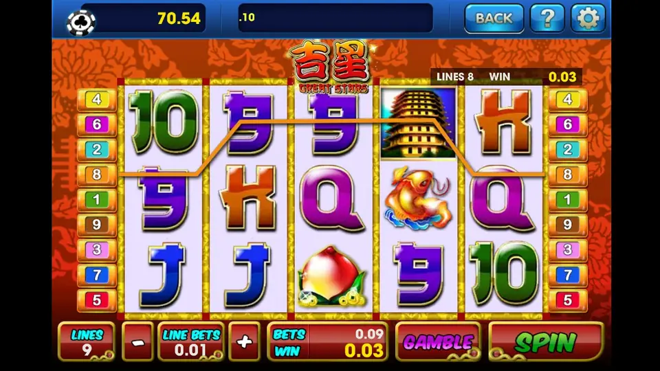 Great Stars free spins with jackpot symbols on the first three reels