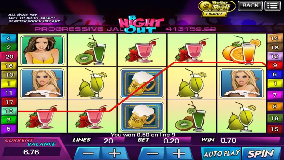 A Night Out settings menu with autoplay options