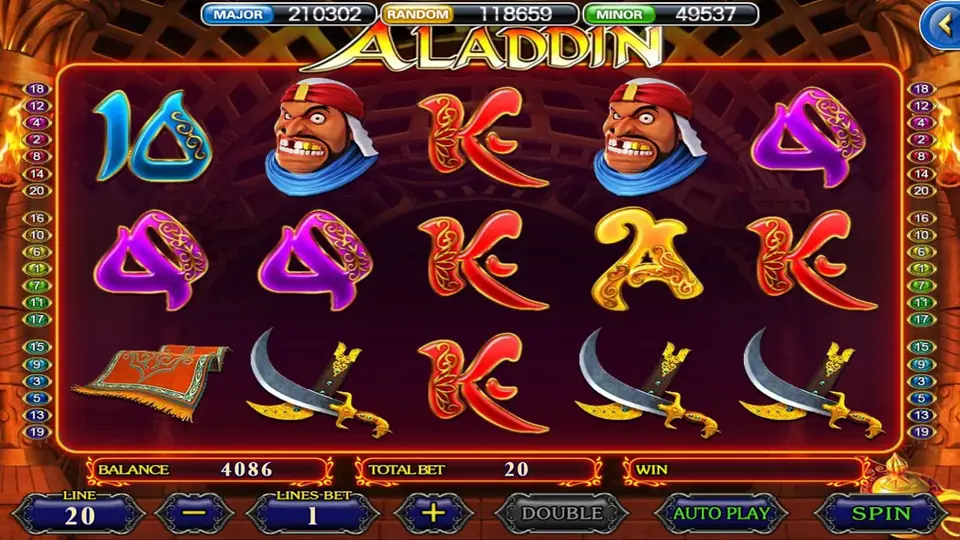 Aladdin reels on 918Kiss with lamp and palace symbols