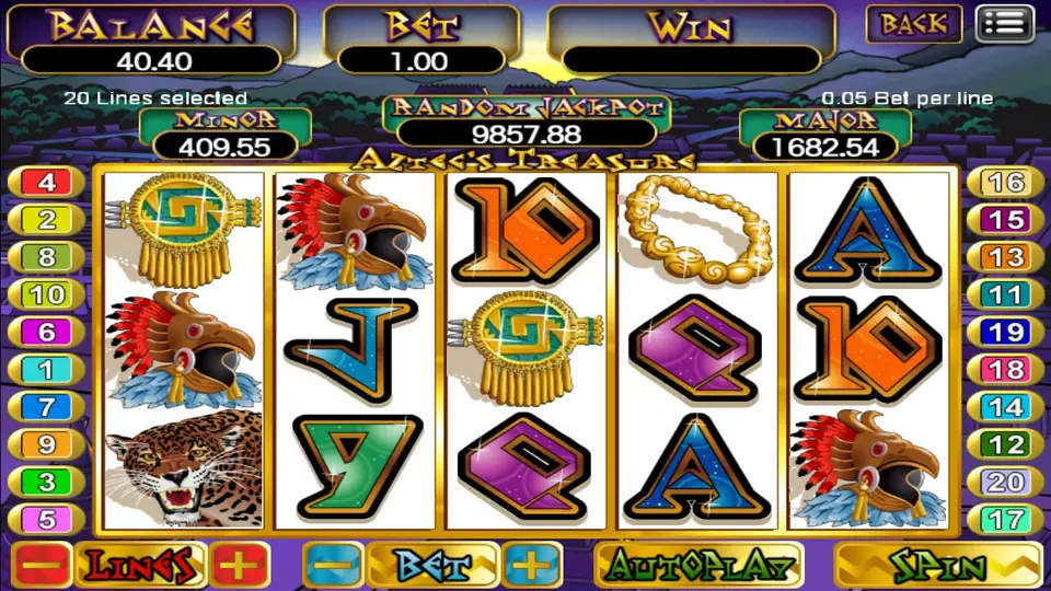Aztec slot on 918Kiss with temple and gold symbols on five reels