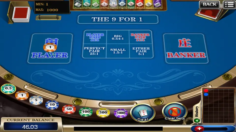 Baccarat table layout in the 918Kiss app