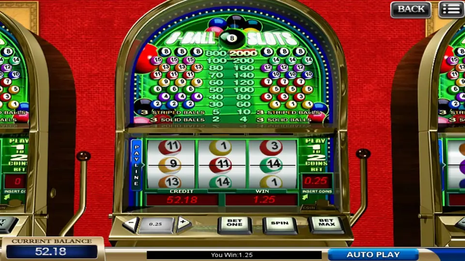 Ball Slots on 918Kiss with numbered solid and striped pool balls on the reels