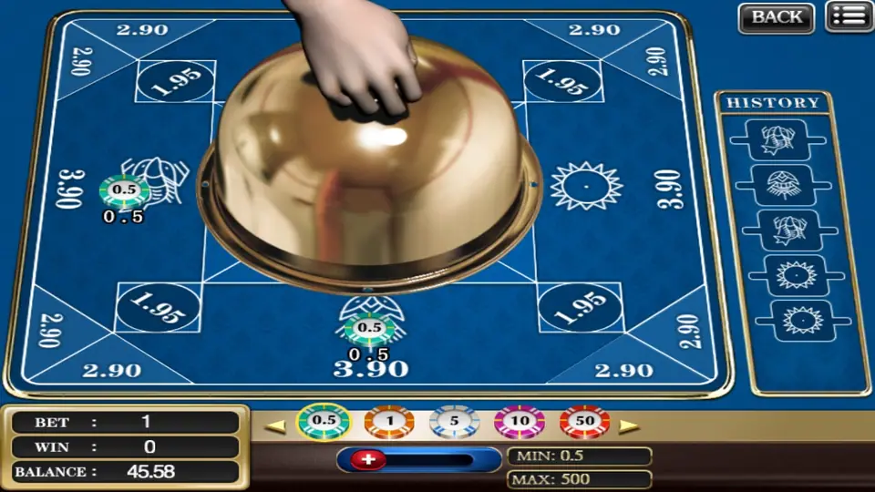 Dice revealed after the cover lifts in the Belangkai round