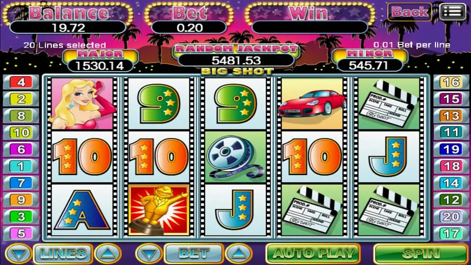 Big Shot reels with Hollywood themed symbols on 918Kiss