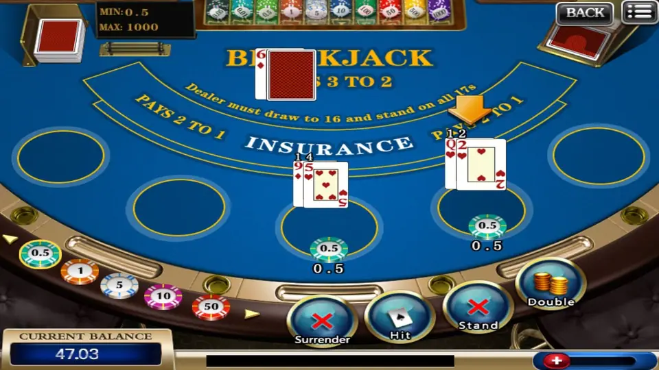 Multi-hand blackjack layout with several player boxes on the 918Kiss table