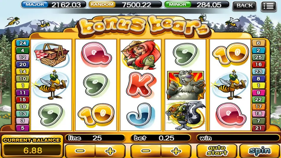 Bonus Bears reels on 918Kiss with the cartoon bear and beehive symbols