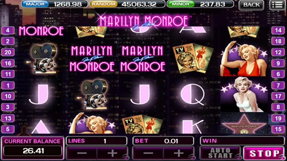 Marilyn Monroe slot reel covered by the expanded animated wild