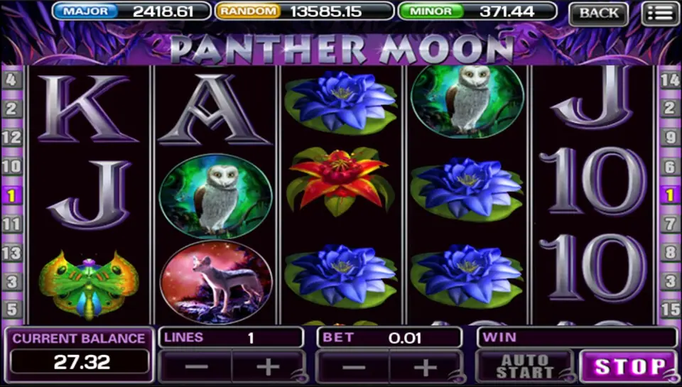 Three moon scatters landing on Panther Moon to start the free games