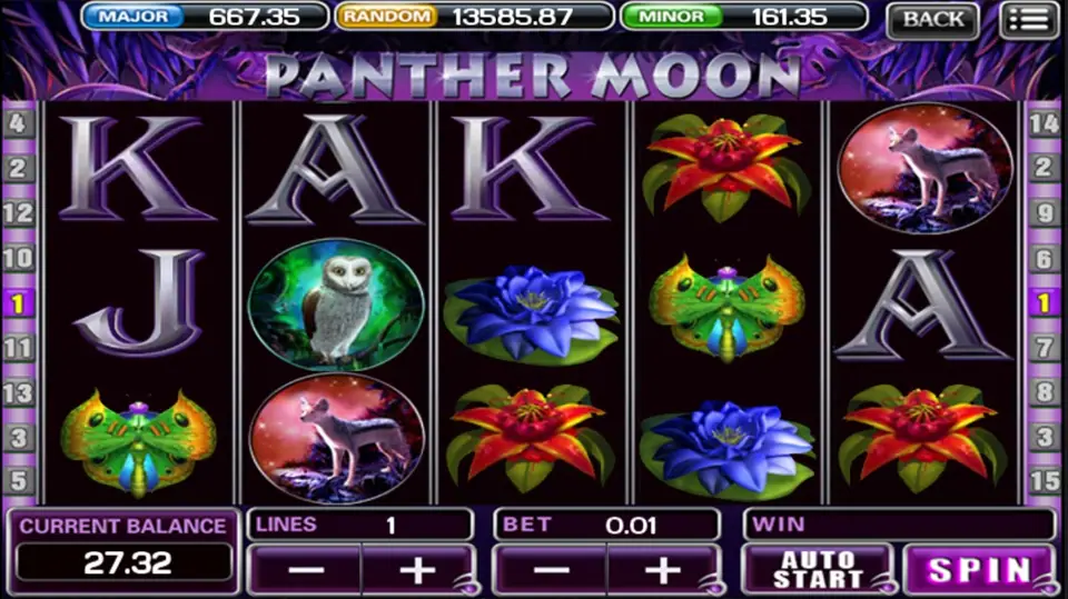 Panther Moon free games screen with the tripled prize counter