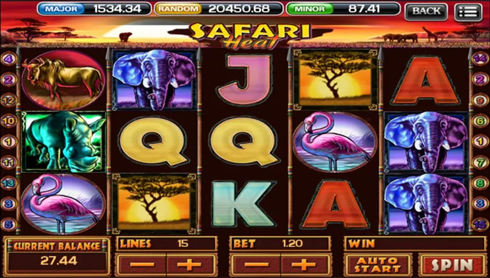 Safari Heat reels on ACE333 with lions, zebras and elephants