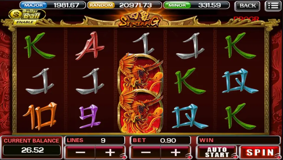 Si Xiang slot on ACE333 with mythical beasts in a scroll frame