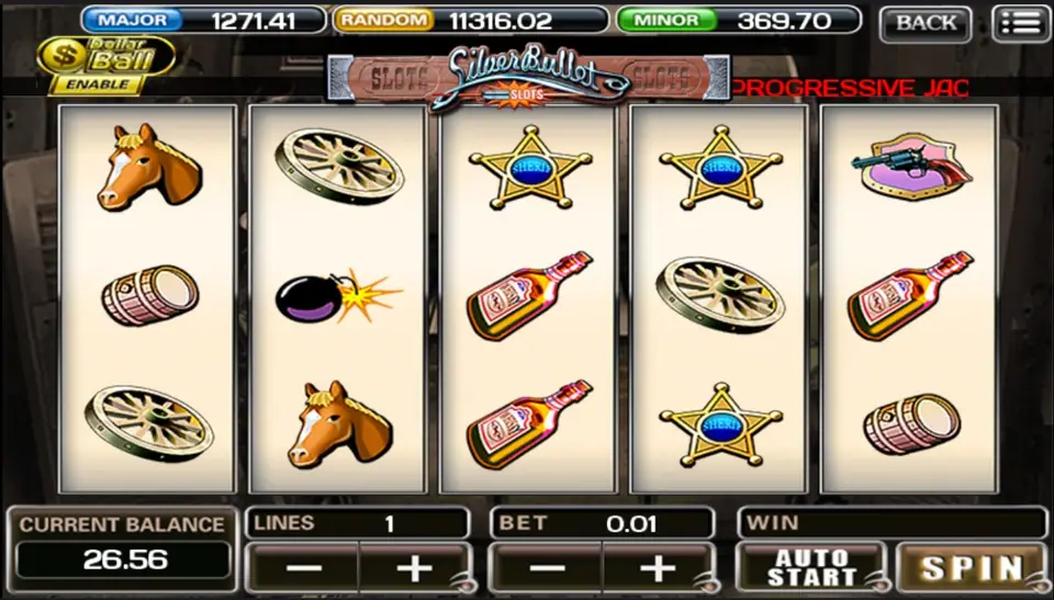 Silver Bullet slot reels in the ACE333 app