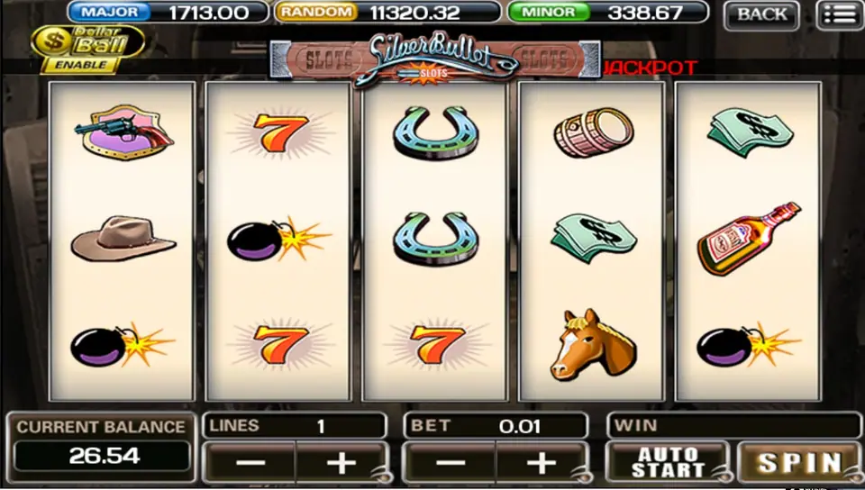 Dollar Ball number panel beside the Silver Bullet reels