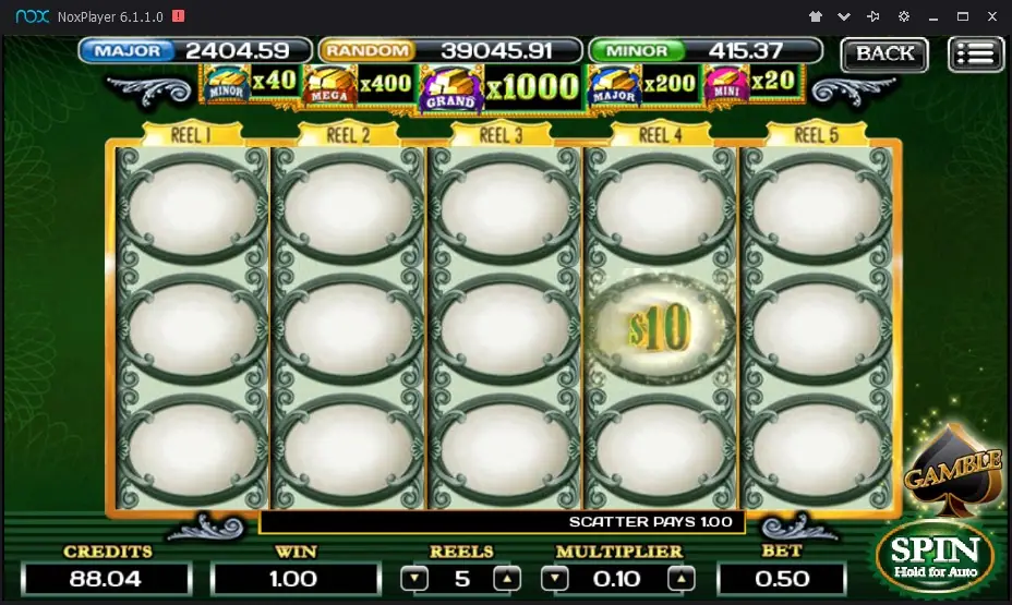 The Green Machine Deluxe grid of green cash-value symbols