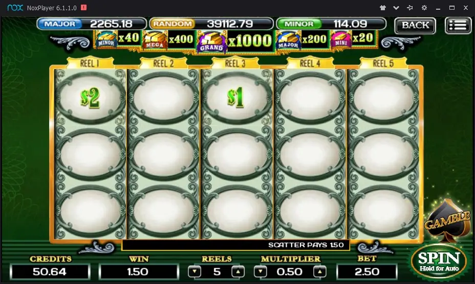 The Green Machine Deluxe spin with a single cash symbol and blank spaces