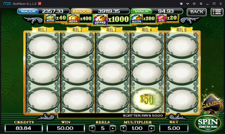 The Green Machine Deluxe jackpot display above the grid