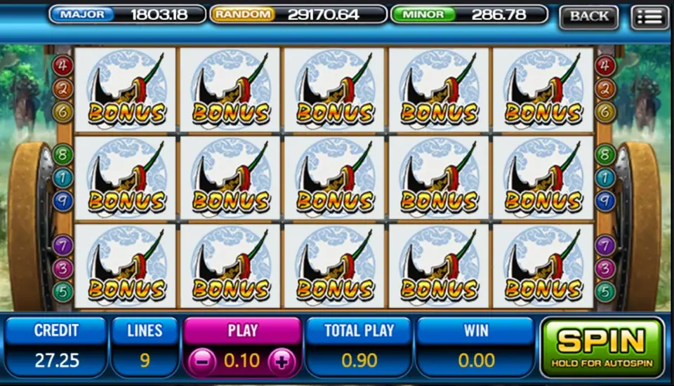 Three Kingdom slot on ACE333 with Chinese generals on the reels