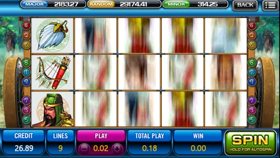 Three Kingdom payline guide showing the 20 fixed lines