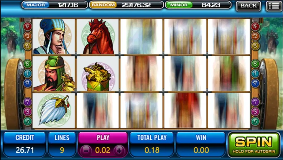 Expanded general wild covering a full reel in Three Kingdom