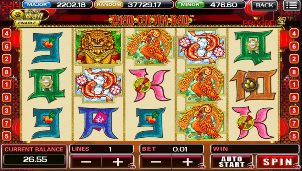 Golden hat scatters landing on consecutive reels in Zao Chai Jin Bao