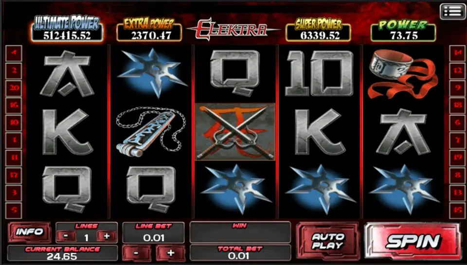 Elektra scatter pick screen with three hidden weapons