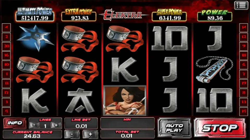 Elektra jackpot display above the reels