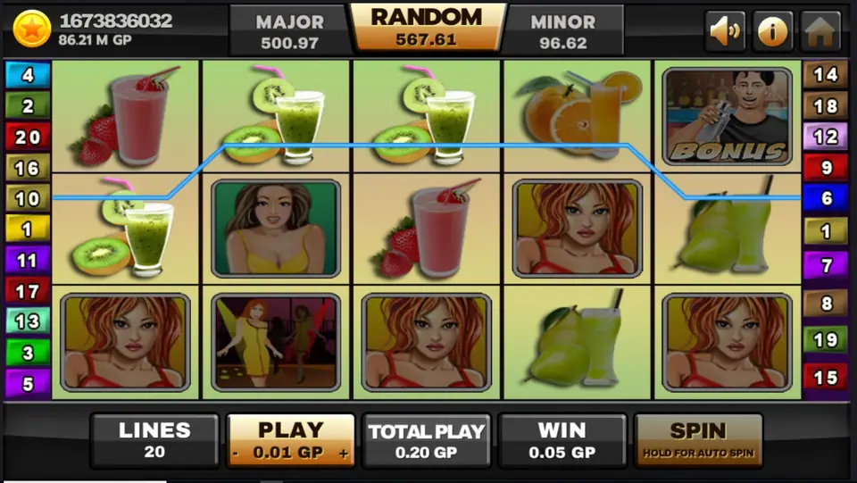 A Night Out paytable page showing the brunette, redhead and blonde symbols
