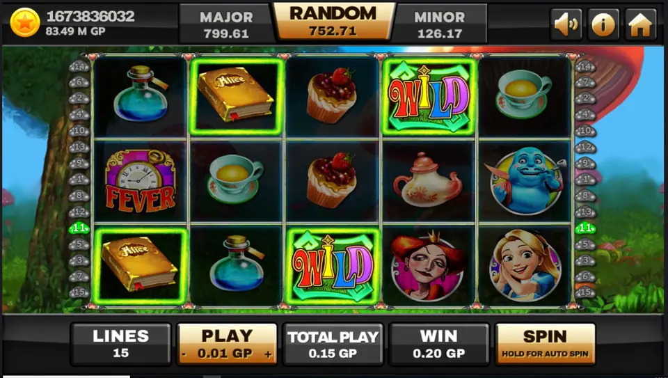 Alice reels on Joker123 showing a 243-ways win across adjacent reels