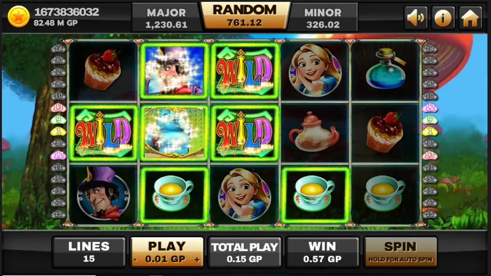 White Rabbit wild symbol substituting in an Alice winning combination