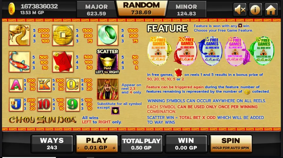 Choy Sun Doa free games running with a multiplier applied to wins