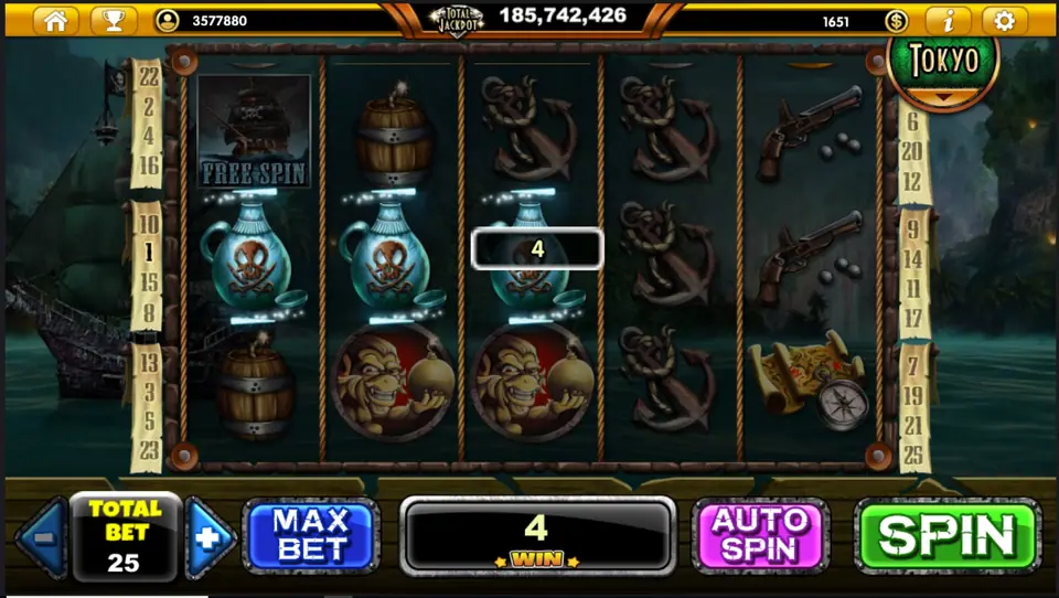 Phantom Island winning line starting from the left reel