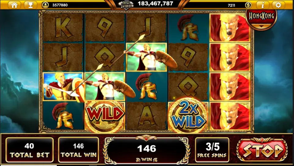 Paytable for Sparta's Legacy showing the three Leonidas symbols