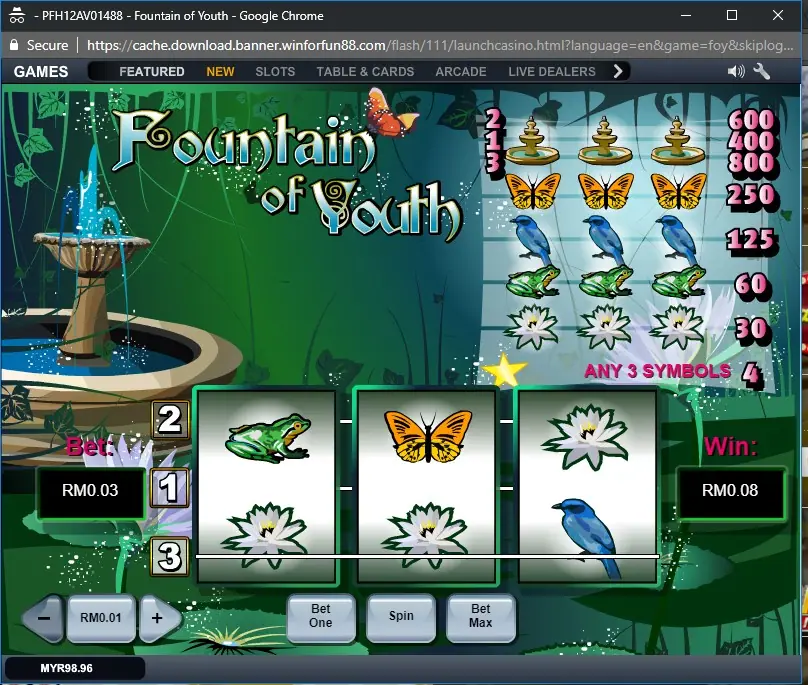 Lucky Palace slot reels with the game's artwork and paylines