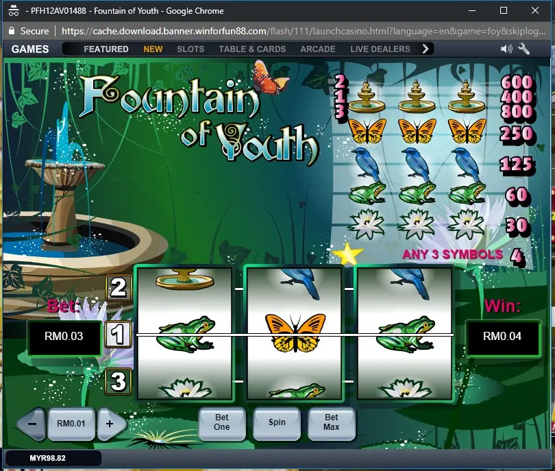 LPE88 slot paytable page listing the symbol values