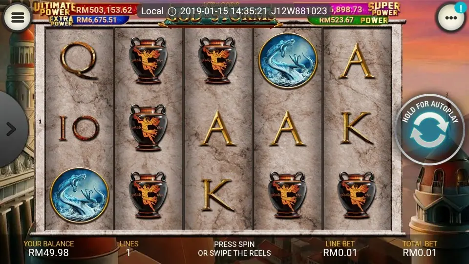 God of Storm balance screen after a jackpot award