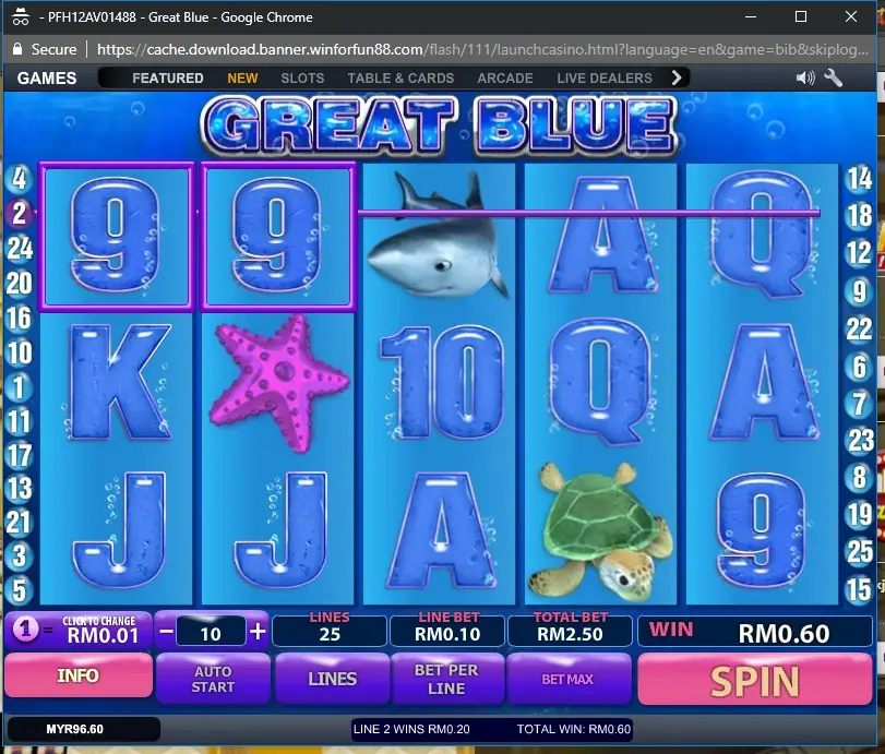 Great Blue slot on LPE88 with an underwater reel set and ocean creatures