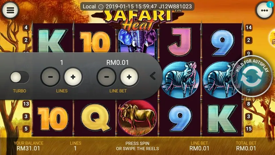 Safari Heat reels on LPE88 with savanna animals and an orange sky