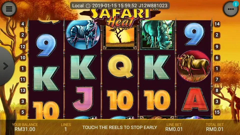 Lion wild completing a line on the Safari Heat reels
