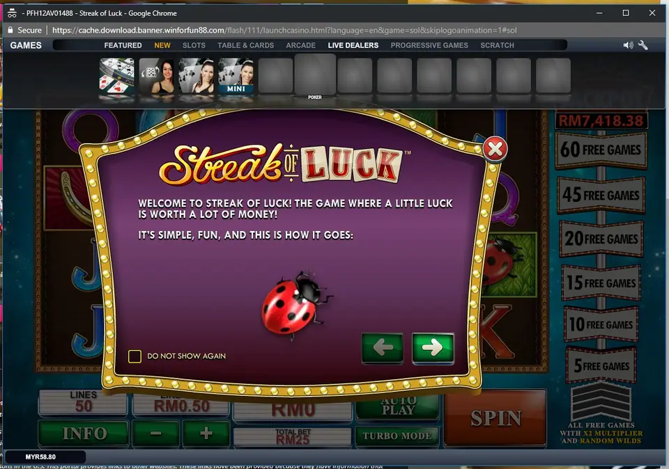 Streak of Luck lucky charm slot on LPE88 with sevens on the reels