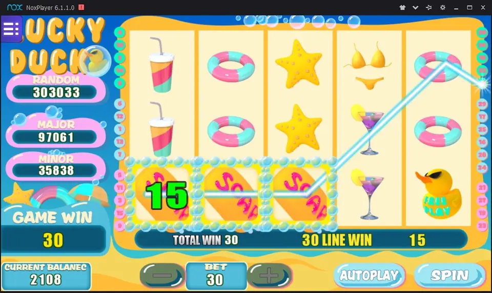 Lucky Duck reels on Mega888 with fruit and BAR symbols
