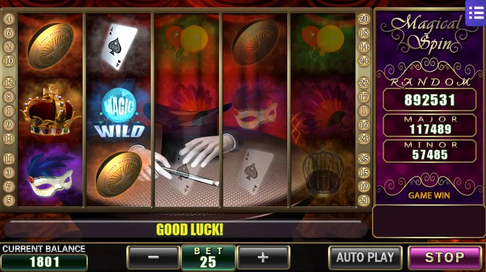 Magical Spin line win traced across the reels with two Magic Wilds