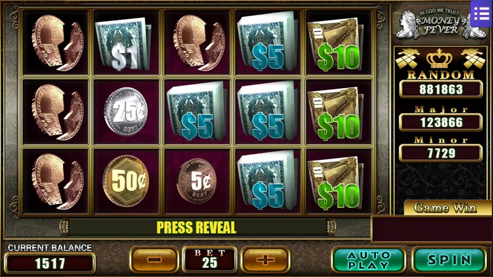 Money Fever reels showing the steel safe scatter on the bottom row