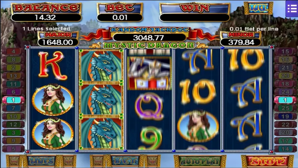 Mystical Dragon reels on Mega888 with a line win from the leftmost reel