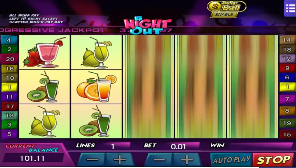 Fruit cocktail symbols forming a win in Night Out