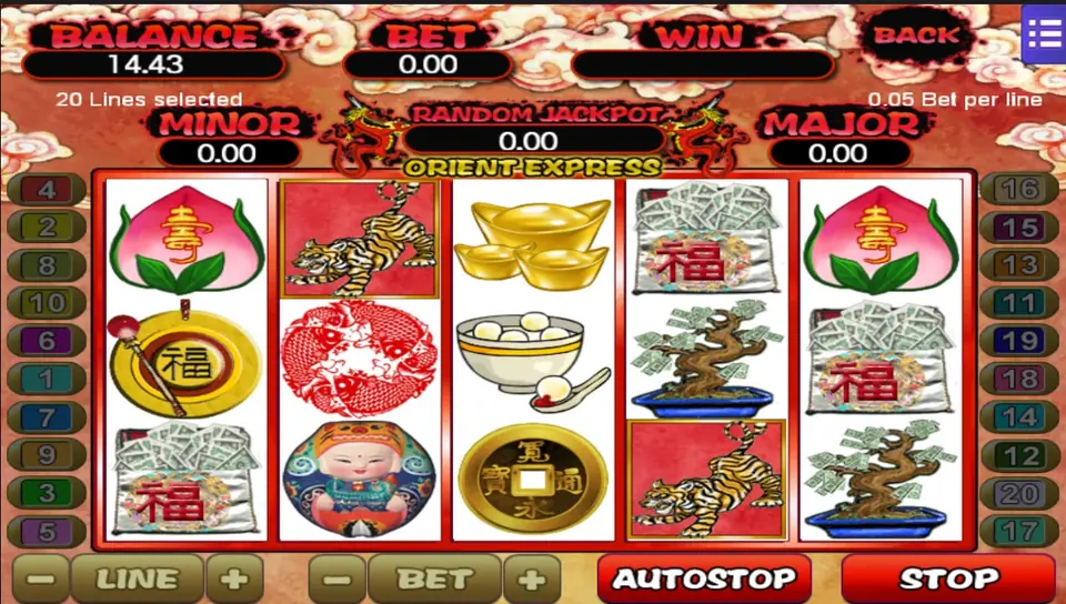 Orient Express slot on Mega888 with a luxury train carriage behind the reels