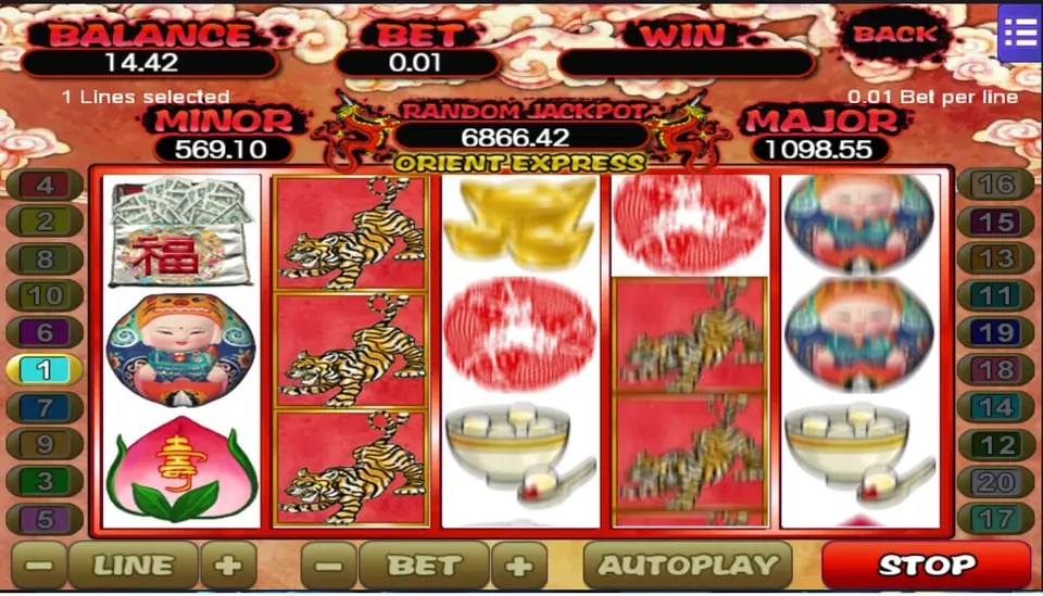 Orient Express reels with three lady scatter symbols landing together